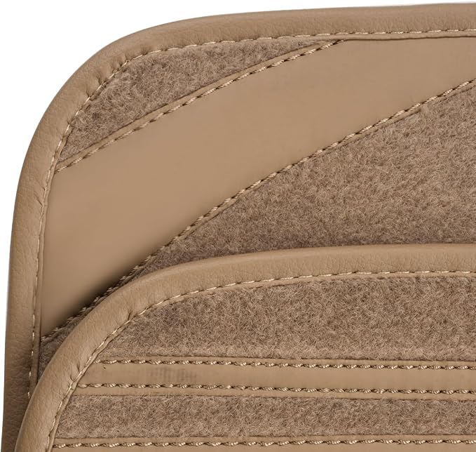CAR PASS Beige Car Floor Mats, Edge Leather Waterproof Car Mats - Image 9