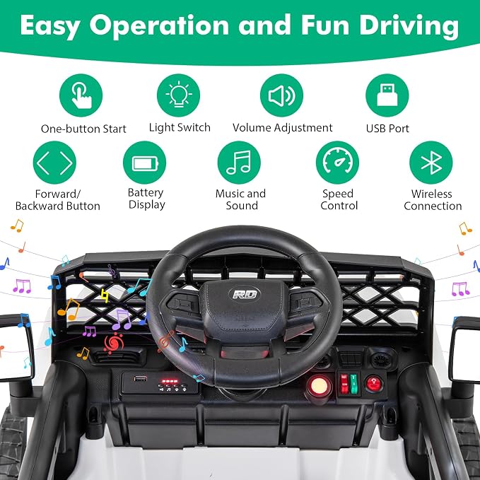 Costzon Kids Ride On Truck, 12V Battery Powered Electric Vehicles w/Remote - Image 3