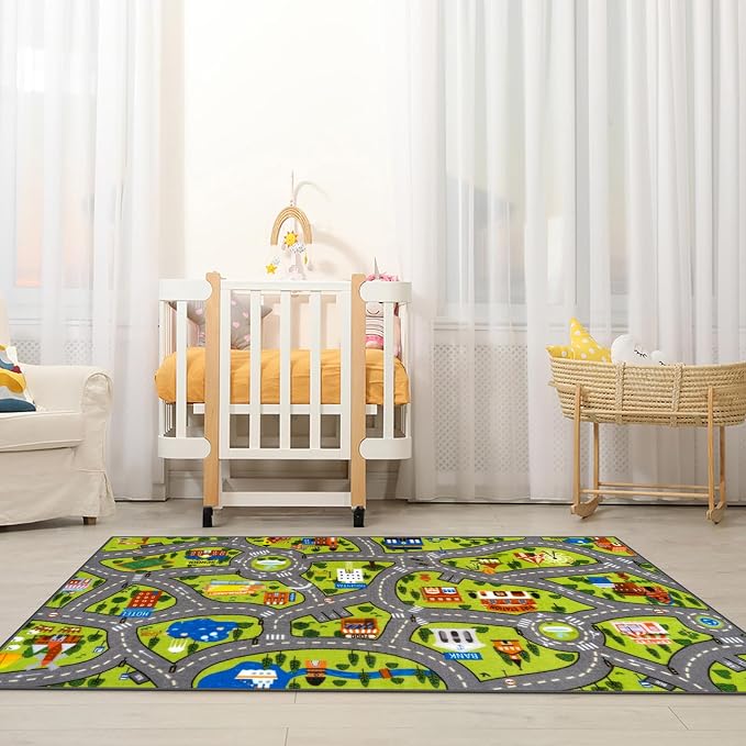 STARUIA Washable Kids Play Rug for Playroom, Boys Car Rug for Kids Toy Cars - Image 2