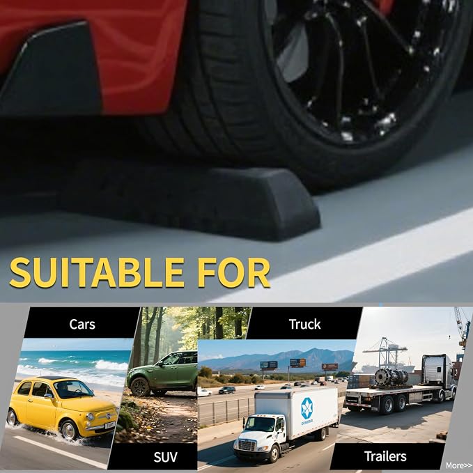 Parking Stopper for Garage Floor, Heavy Duty Rubber Car Wheel Curb Stoppers - Image 5