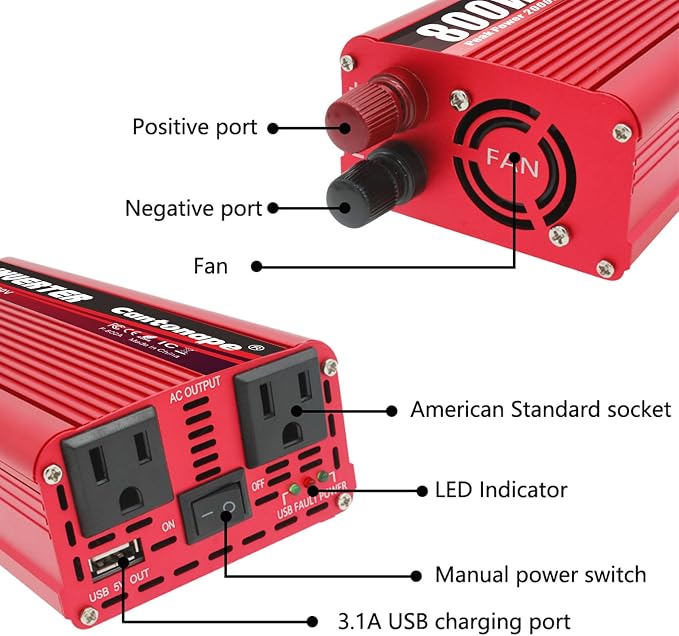 800 Watt Car Inverter DC 12V to 110V/120V AC Converter Power Inverter - Image 2