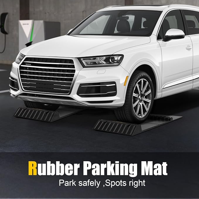 Rubber Garage Parking Mat 17.6 * 23.6 * 2.8" Heavy Duty Wheel Stoppers - Image 2