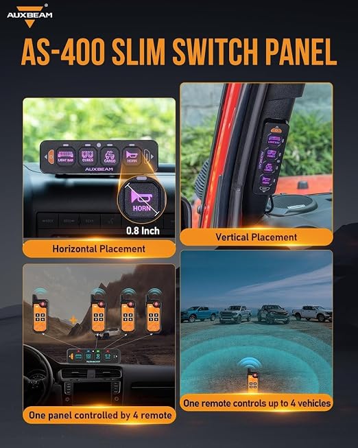 Auxbeam 4 Gang Slim Switch Panel Bluetooth RGB AS-400 - Image 4