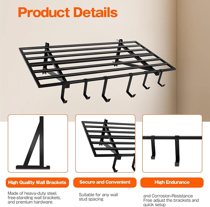 Garage Wall Shelving, 2X4ft Garage Storage Rack, Heavy Duty Wall Mounted - Image 4