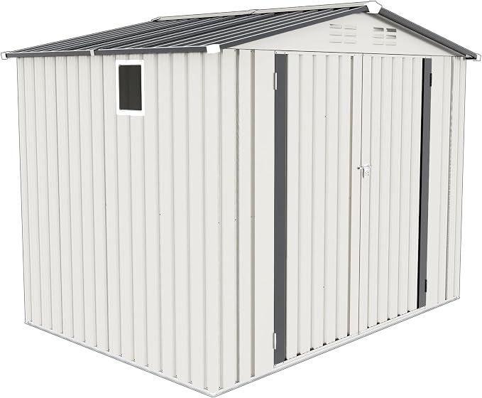 8x5.7x6FT Storage Shed, Outdoor Galvanized Steel Garden Shed - Image 7
