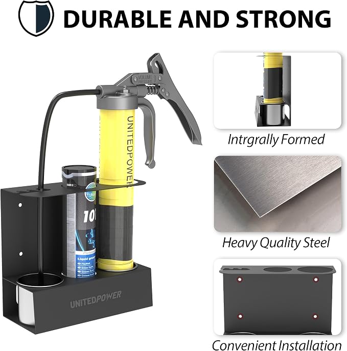 UNITEDPOWER Grease Gun Holder, Wall Mount Grease Gun Storage Rack, Organizer - Image 3
