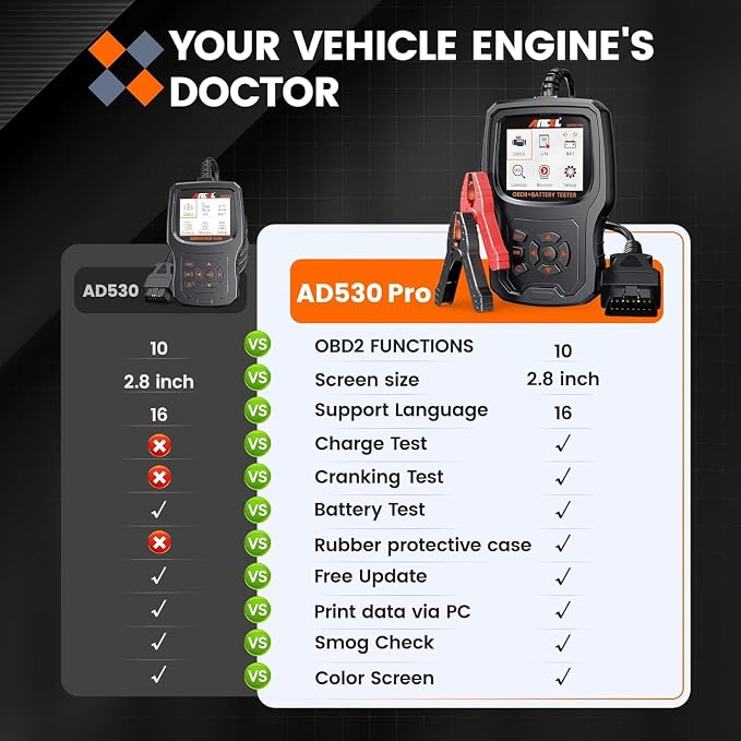 ANCEL AD530 PRO 2 in 1 OBD2 Scanner & Car Battery Tester, Car Scanner - Image 8
