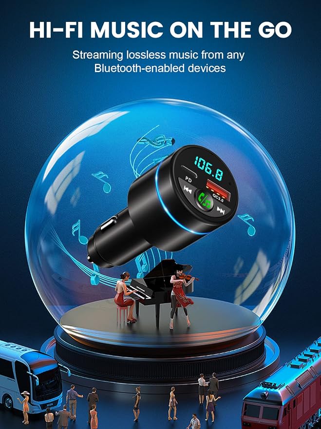 FM Transmitter for Car Bluetooth 5.3, PD 30W & QC3.0 18W Fast Car Charger - Image 4