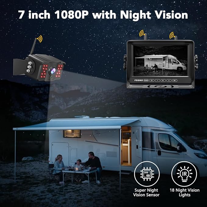 RV Backup Camera Wireless with 7" 1080P Monitor, - Image 4
