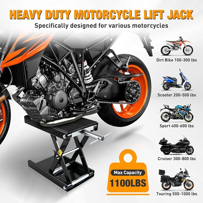 Nilight Motorcycle Lift Jack 1100 LBS Motorcycle Scissor Jack Stand Lift - Image 2