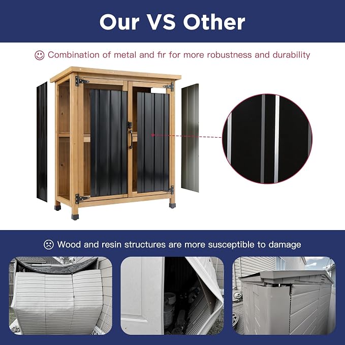Wood & Metal Outdoor Storage Cabinet - Image 3