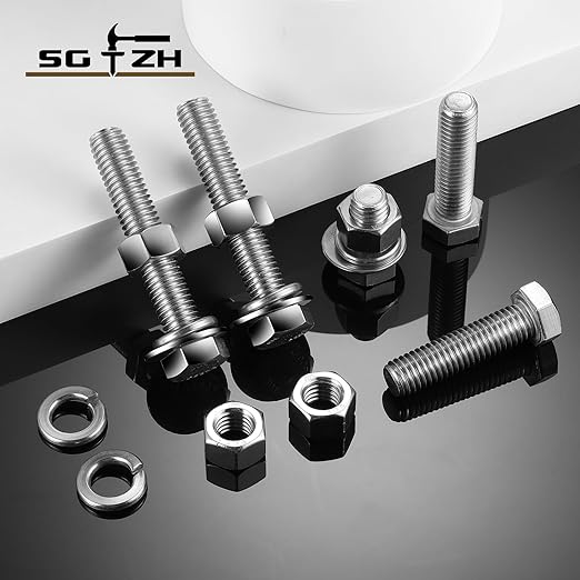 1/4-20 x 2" Hex Head Screw Bolt, Flat & Lock Washers, Fully Threaded, by SG TZH - Image 7