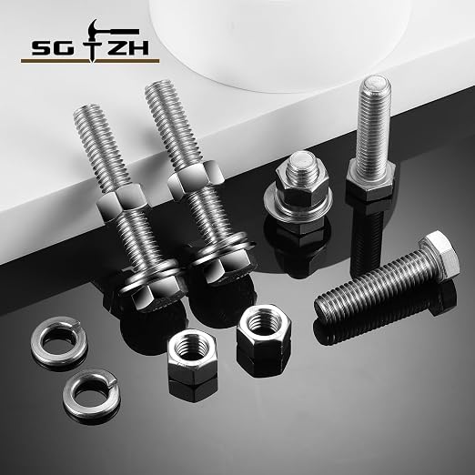 5/16-18 x 3" Hex Head Screw Bolt, Flat & Lock Washers, Fully Threaded, by SG TZH - Image 7