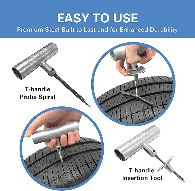 CKAuto Universal Tire Repair Kit, Heavy Duty Car Emergency Tool Kit - Image 4