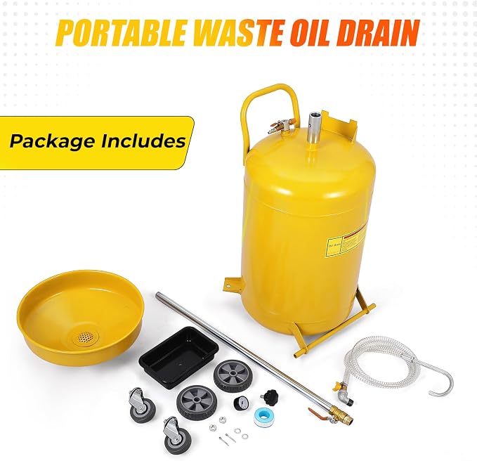 20 Gallon Waste Oil Drain Tank Portable Air Operated Oil Drainer - Image 7