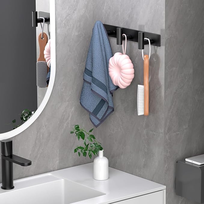 Coat Rack Wall Mounted with 3 Hooks, Heavy Duty Wall Hooks - Image 5