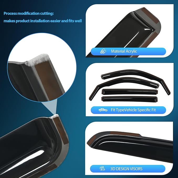 Nilight Vent Window Visors for Volkswagen Atlas 2018 2019 2020 2021 2022 2023 - Image 2