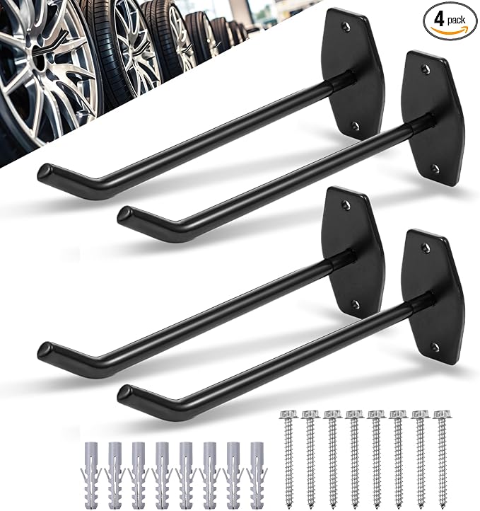 4-Pack Tire Rack Wall Mount, Heavy Duty Hooks by HOFURME