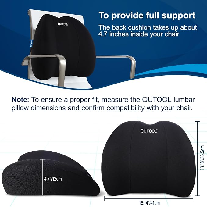 QUTOOL Lumbar Support Pillow for Office Chair, Memory Foam Low Back Support - Image 4