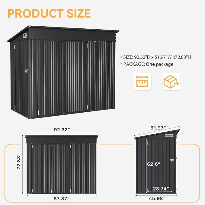Aoxun 4' x 8' Shed Outdoor Storage Shed - Image 6