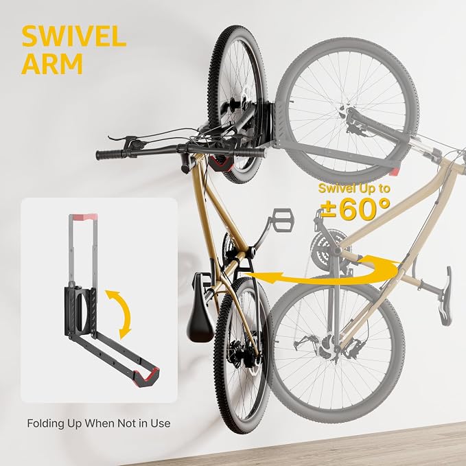 monTEK Swivel Bike Wall Mount, No Heavy Lifting Required Bike Wall Mount - Image 2