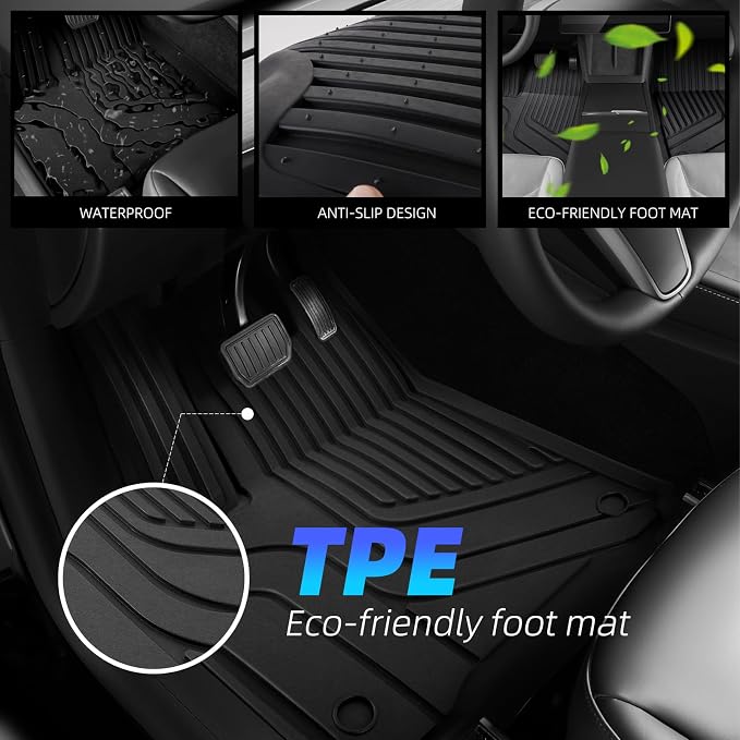 Tesla Model Y Floor Mats for Tesla Model Y 2020-2024, TPE All Weather Custom - Image 3