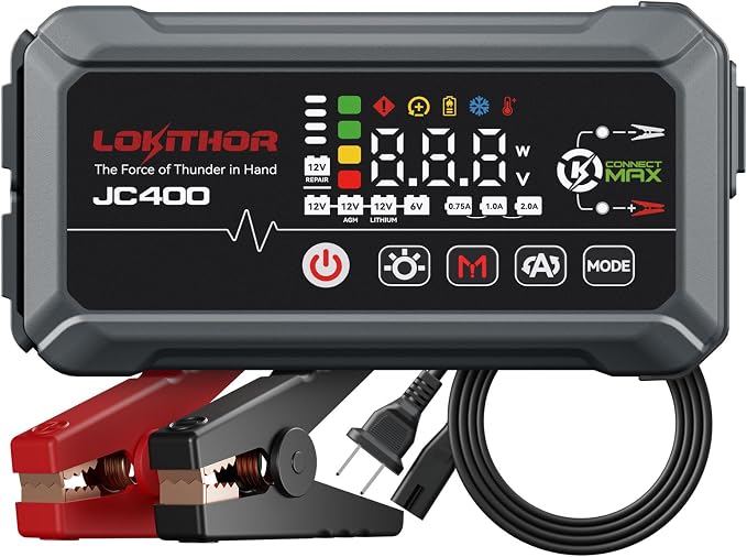 JC400 9-in-1 Battery Charger and Jump Starter, 2500A 12V Portable Jump Box by LOKITHOR