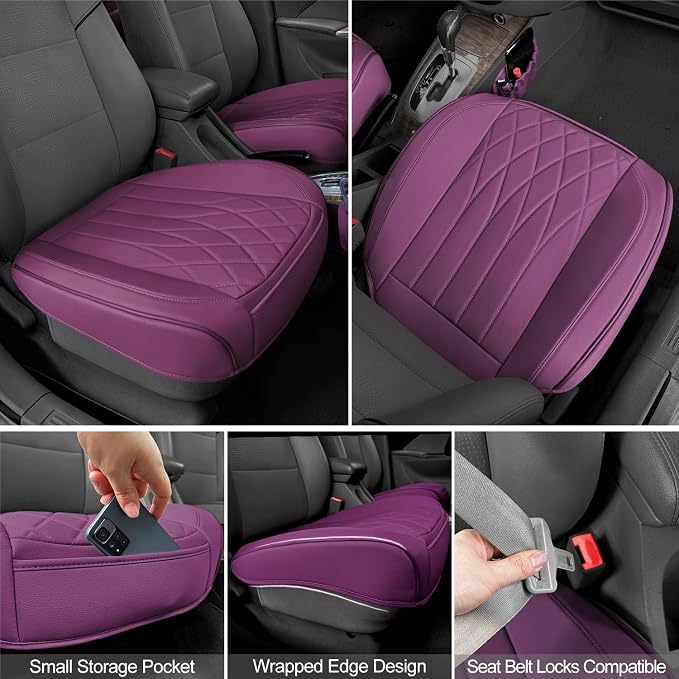 2 Pack Leather Front Car Seat Cover Bottom Car Seat, Universal Anti-Slip Driver - Image 4