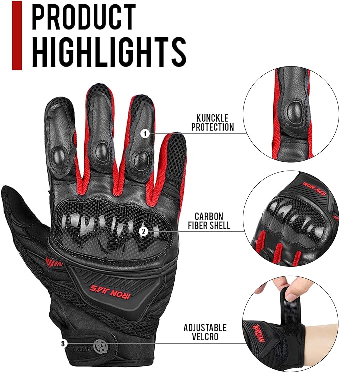 Motorcycle Gloves Touch Screen for Men Women Padding Hard Knuckle Cycling - Image 5
