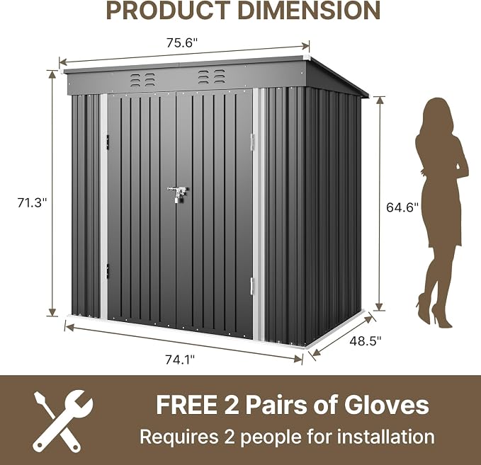 Bealife 6' x 4' Outdoor Storage Shed Clearance, Metal Outdoor Storage Cabinet - Image 8