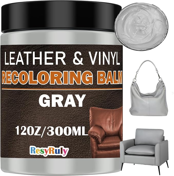Gray Leather Recoloring Balm Vinyl Auto Dash Board Car Seats Interior Paint by ResyRuly