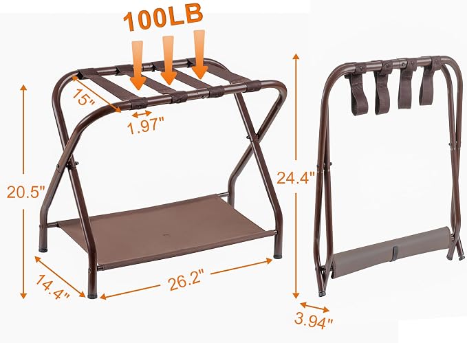 Heybly Luggage Rack, Steel Folding Suitcase Stand - Image 3