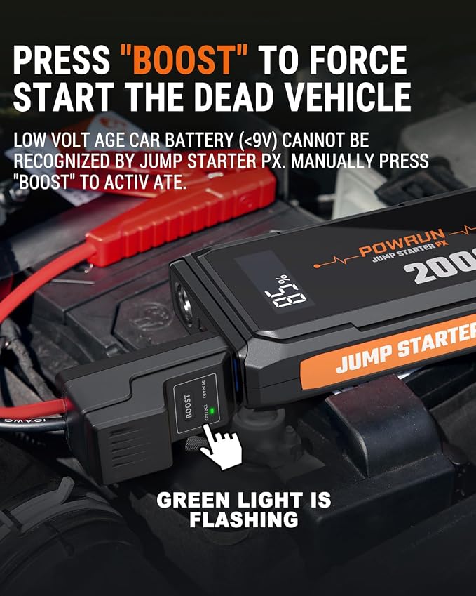 Powrun P-X Jump Starter, 2000A Portable Jump Box - Image 3