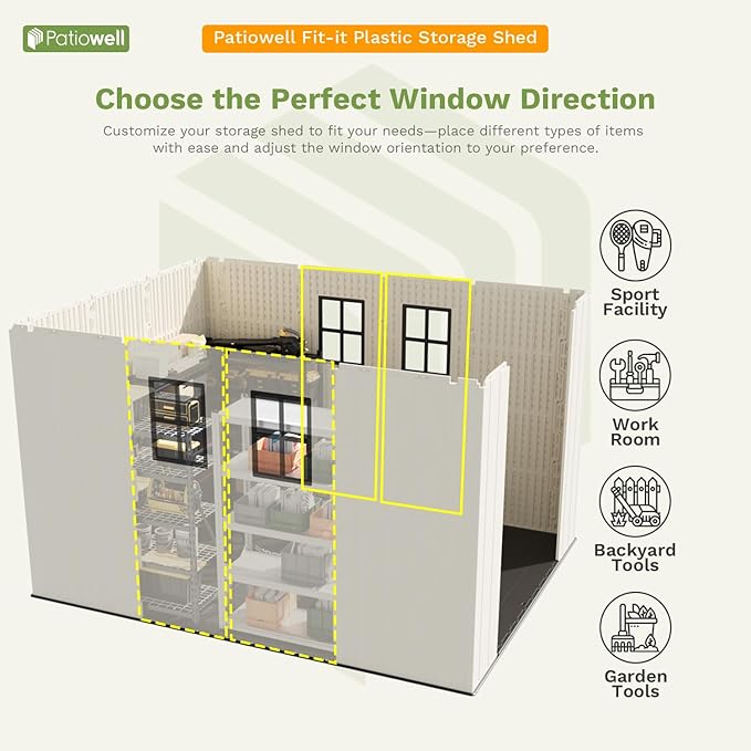 Patiowell 8 x 10 FT Resin Outdoor Storage Shed - Image 9