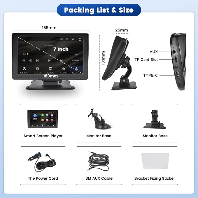 Portable Carplay Screen for Car, GPS Navigation, Mirror Link for All Vehicles - Image 7
