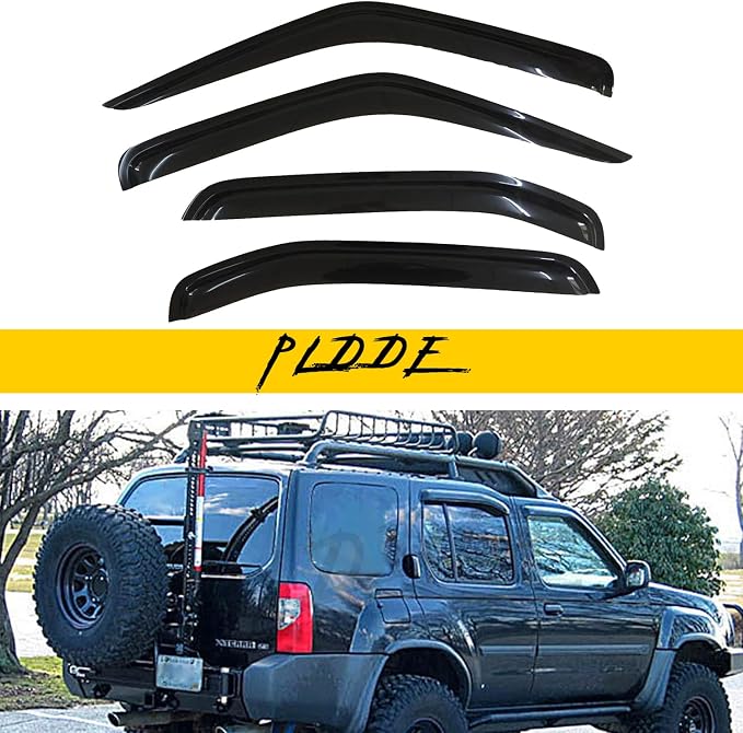 4 pcs Compatible with 2000-2004 Nissan Xterra Front+Rear Sun/Rain Guard Outside by PLDDE