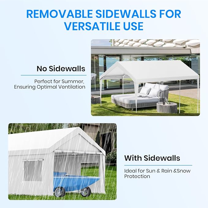 Carport 12x20 FT Heavy Duty, Outdoor Portable Garage - Image 6