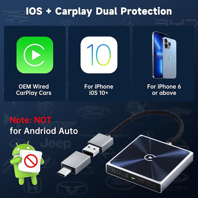 Wireless CarPlay Adapter for iPhone– Super mini 2 in 1 Plug Convert Wired to - Image 6