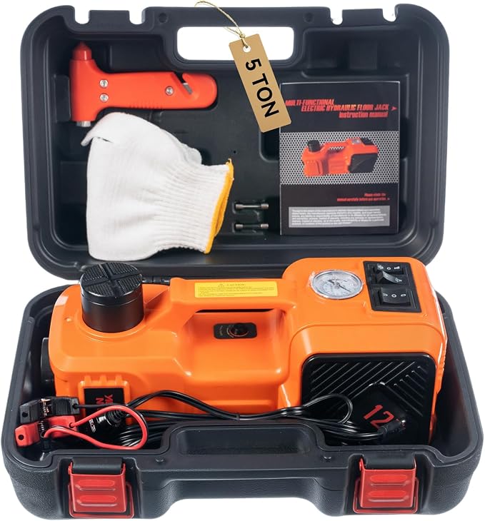Electric Car Jack Kit with Hydraulic Lift 5-Ton, Tire Inflator Heavy-Duty 12V - Image 5