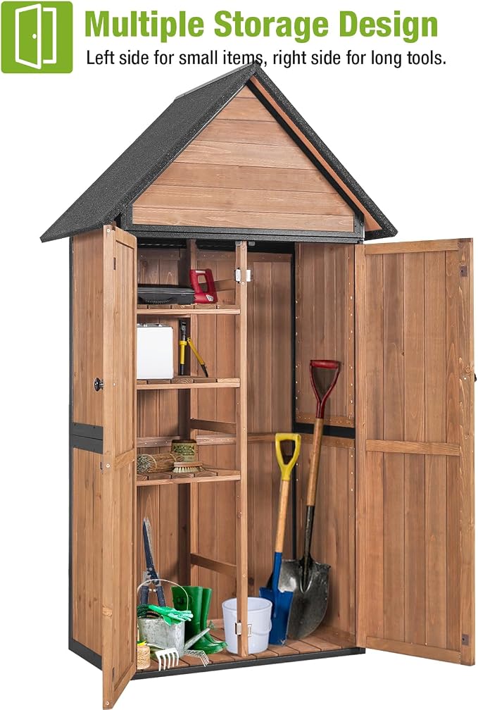 GUTINNEEN Sheds Outdoor Storage Wooden Garden Tool Shed - Image 3