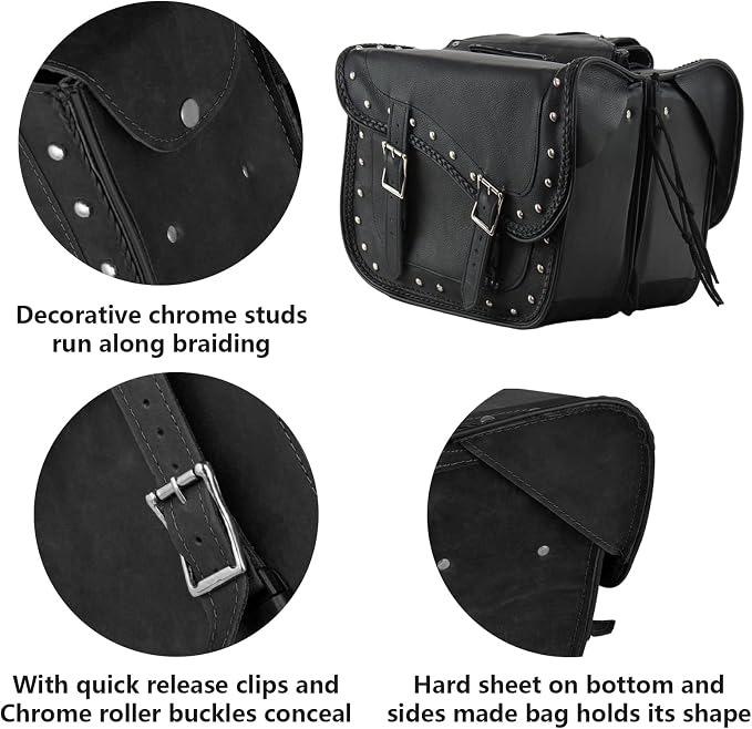 Synthetic Leather Motorcycle Luggage Bag - Image 3