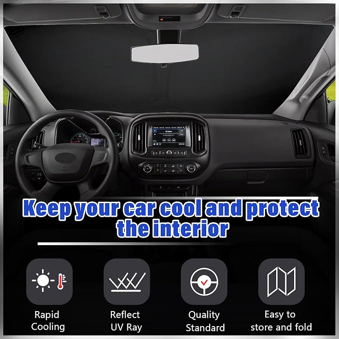 Sze Windshield Sunshade for 2015-2022 Chevrolet Colorado Retractable Front - Image 3