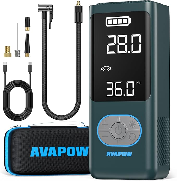 AVAPOW AP18 Tire Inflator Portable Air Compressor, 300% Faster 150 PSI Cordless by AVAPOW