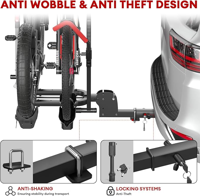 Hitch 2 EBike Rack with Ramp, 170lbs Capacity Electric Bike Carrier Foldable - Image 7