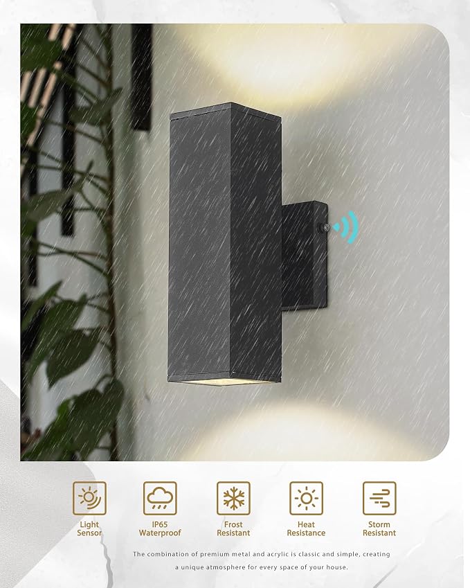 Ken & Ricky Dusk to Dawn Outdoor Lighting, Modern Exterior Wall Lights - Image 6