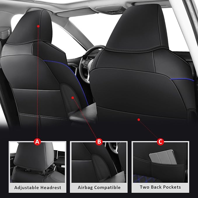 MIROZO Seat Covers for Rav4 Non-Hybrid, Faux Leather Car Seat Covers Compatible - Image 2