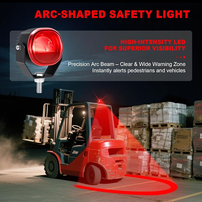 Forklift Arc Safety Light, LED Warning Lamp Red Line Projection, Aluminum - Image 2