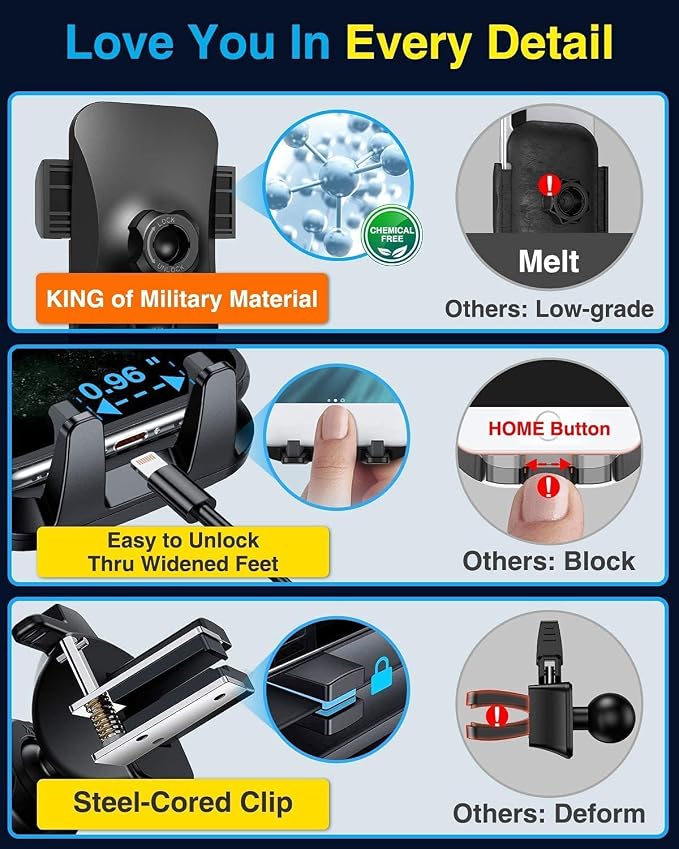 VANMASS Cell Phone Mount Car Dashboard Window Vent Desk Fit - Image 6