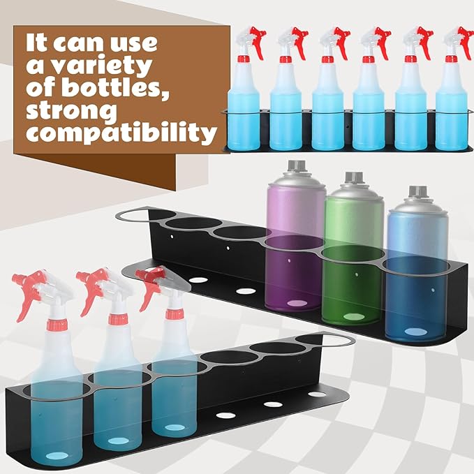 Therwen 2 Pcs 6 Holes All Purpose Steel Spray Bottle Holder Heavy Duty Can - Image 4