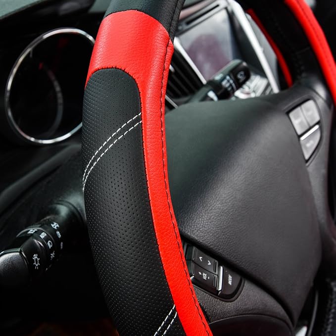 CAR PASS Line Rider Microfiber Leather Sporty Steering Wheel Cover Universal - Image 7